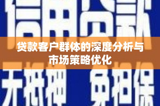 集贤贷款客户群体的深度分析与市场策略优化