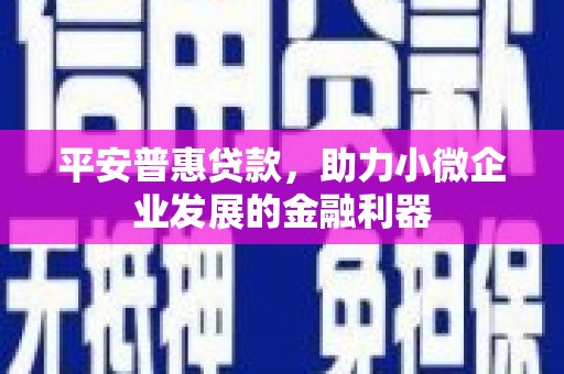 集贤平安普惠贷款，助力小微企业发展的金融利器