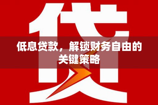 集贤低息贷款，解锁财务自由的关键策略