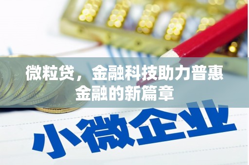 集贤微粒贷，金融科技助力普惠金融的新篇章