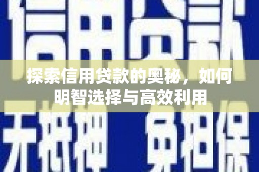 集贤探索信用贷款的奥秘，如何明智选择与高效利用