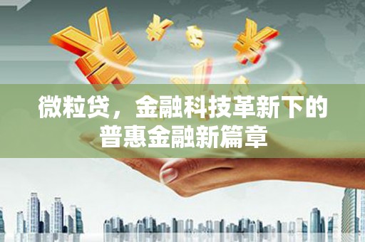 集贤微粒贷，金融科技革新下的普惠金融新篇章