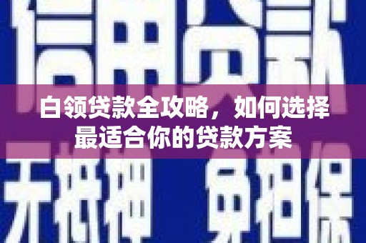 集贤白领贷款全攻略，如何选择最适合你的贷款方案